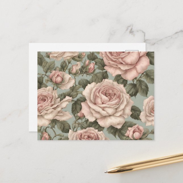 Viktorianische Country Garden Rose Drucken Postkar Postkarte (Vorderseite/Rückseite Beispiel)