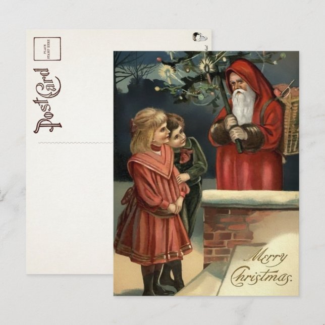 Viktorianische Creepy Santa Postkarte (Vorne/Hinten)