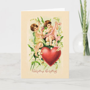 Viktorianische Cupid Pierced Heart Valentine's Day Feiertagskarte