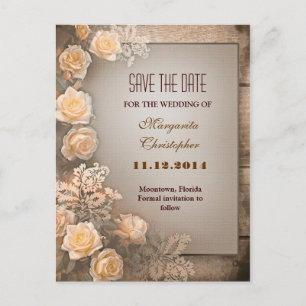 viktorianische Damast-Rose Save the Date Postkarte