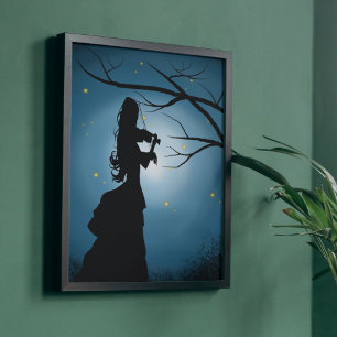 Viktorianische Dame, die Violine spielt Fotodruck