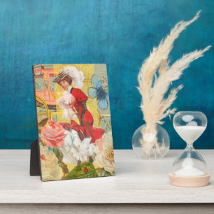 Viktorianische Dame Frau Elegant Reich Rot Illustr Fotoplatte