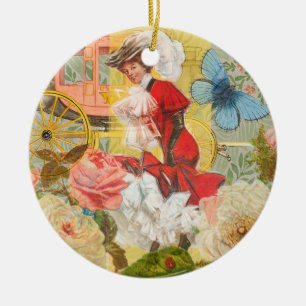 Viktorianische Dame Frau Elegant Reich Rote Illust Keramik Ornament