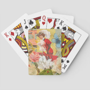 Viktorianische Dame Frau Elegant Reich Rote Illust Spielkarten