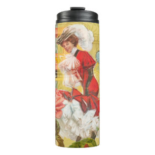 Viktorianische Dame Frau Elegant Reich Rote Illust Thermosbecher