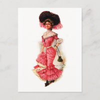 Viktorianische Dame in rosa Kleid