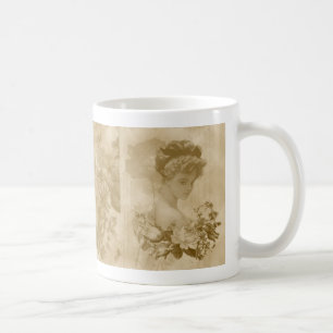Viktorianische Dame mit der Rosen-Kaffee-Tasse Kaffeetasse
