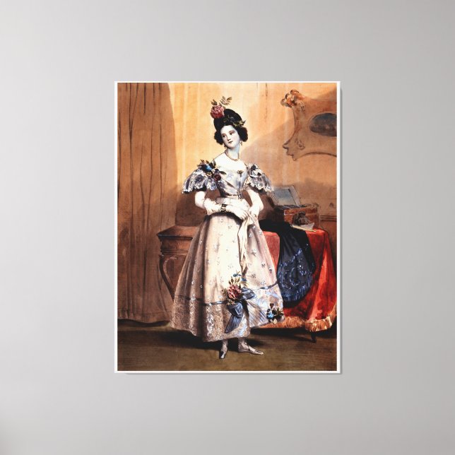 Viktorianische Dame mit floralen Verzierungen - El Leinwanddruck (Vorderseite)