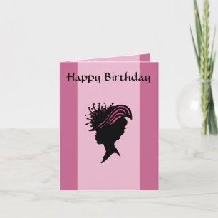 Viktorianische Dame Schwarze Silhouette Fancy Hut  Karte