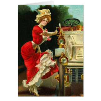 Viktorianische Dame und ihr Automobil