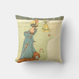 Viktorianische Damen Krocket Vintage Gartenparty Kissen