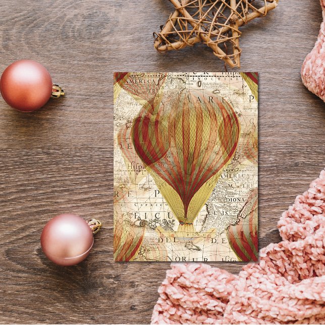 Viktorianische Dampfballonkrümmung Postkarte (Need to write a quick note? This hot air balloon design is perfect.)