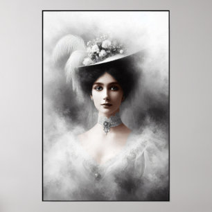 Viktorianische Debütantin in weißer Eleganz Poster