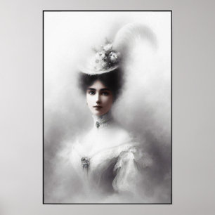 Viktorianische Debütantin in weißer Eleganz Poster