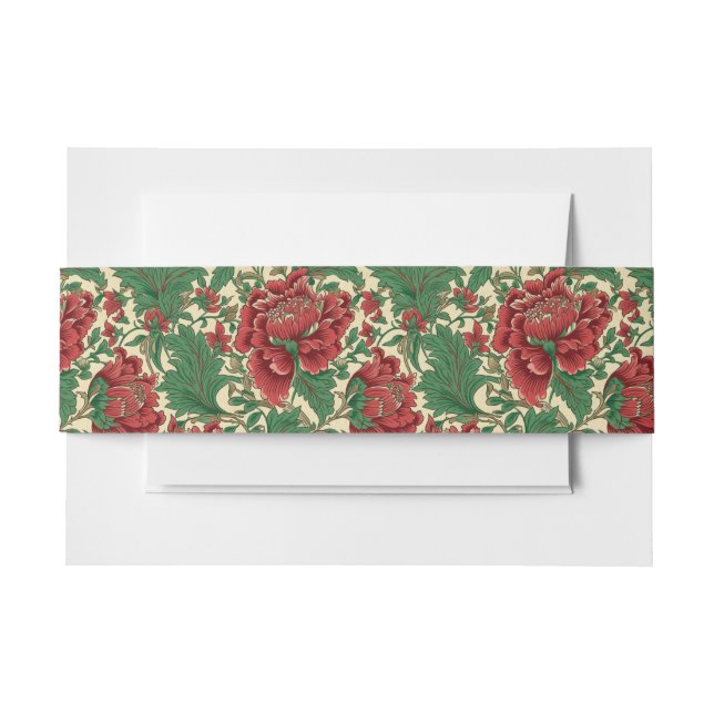 Viktorianische Dekadenz Elegante Rote Flora Einladungsbanderole (Vorderseite Beispiel)