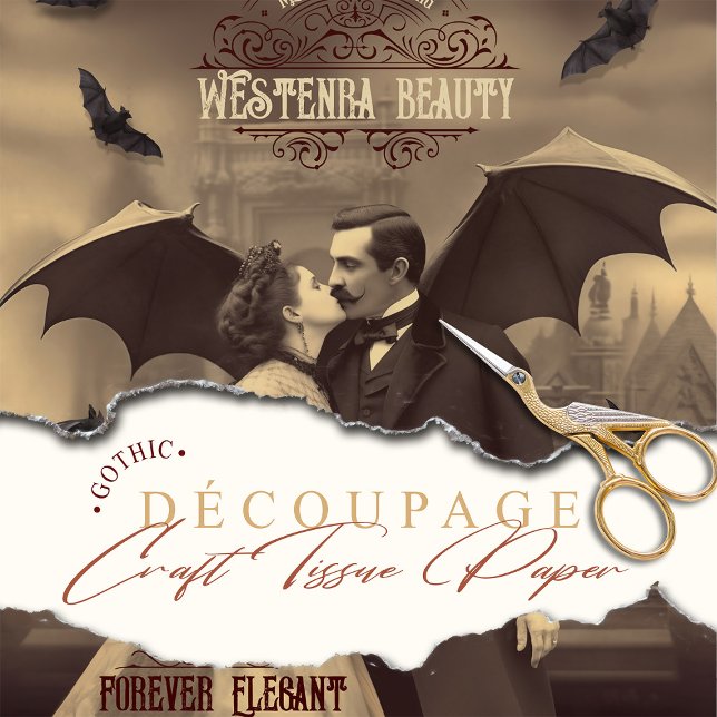 Viktorianische Dekoupage Schönheit Dracula Kiss Go Seidenpapier (Von Creator hochgeladen)