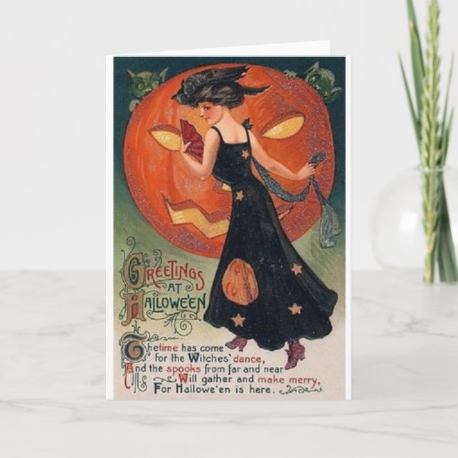 Viktorianische der Tanz-Halloween-Gruß-Karte der Karte (Vorderseite)