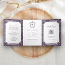 Viktorianische dusty Lila-katholische QR-Hochzeit