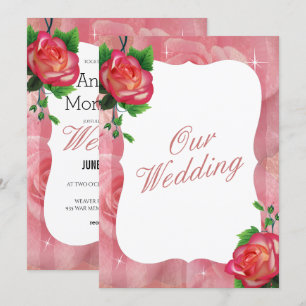 Viktorianische Dusty Rose Blumenhochzeit Einladung