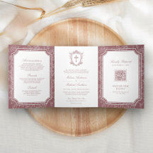 Viktorianische Dusty-Rose Katholische QR-Hochzeit