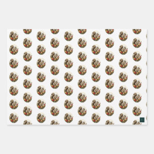 Viktorianische Eichhörnchen Wrapping Paper 3 Sheet Geschenkpapier Set