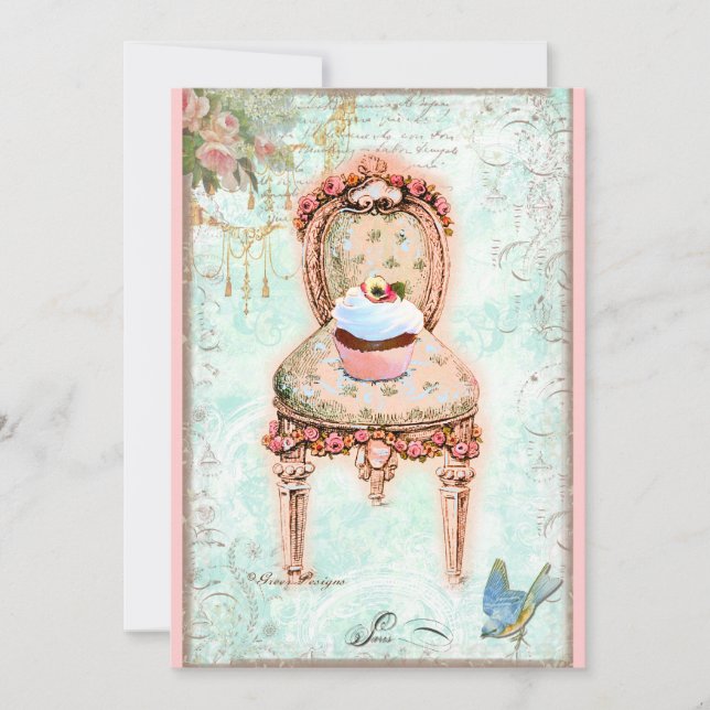 Viktorianische Einladung von Cupcake (Vorderseite)