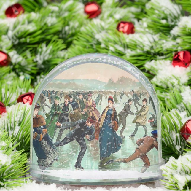 Viktorianische Eis Skaten Vintage Winterszene Schneekugeln (Von Creator hochgeladen)