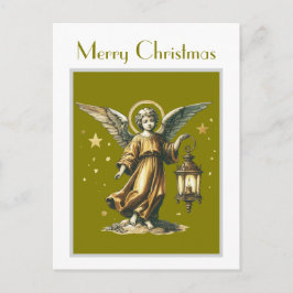 Viktorianische Elegant Xmas Angel und Lantern Postkarte