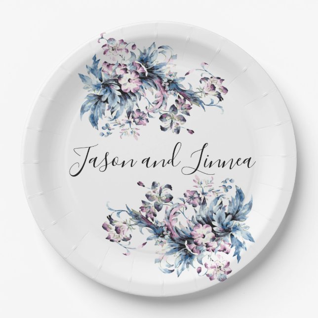 Viktorianische Elegante Blume Romantisch geliebt Pappteller (Vorderseite)