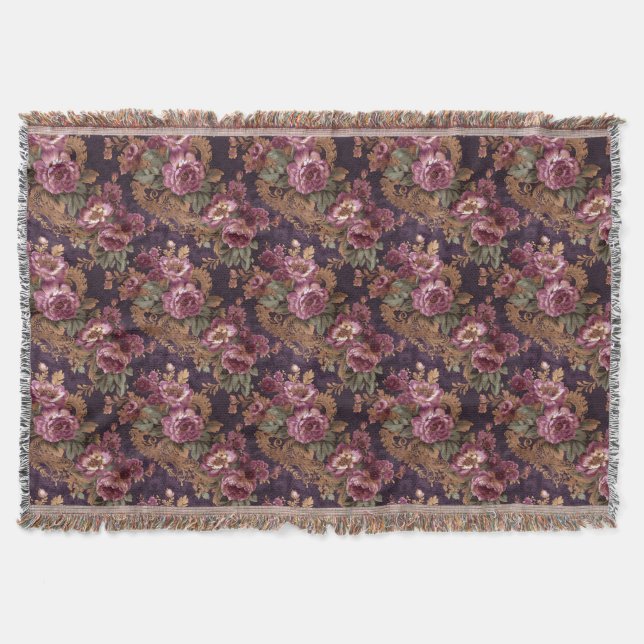 Viktorianische elegante Spitzen Lila Rose Decke (Vorderseite)