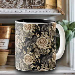 Viktorianische elegante Spitzenrosen vintage schwa Zweifarbige Tasse