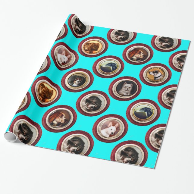 VIKTORIANISCHE ENAMELE/MINIATURHUNDERPORTRAS,Aquam Geschenkpapier (Ungerollt)