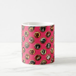 VIKTORIANISCHE ENAMELE/MINIATURHUNDERPORTRAS, rosa Kaffeetasse