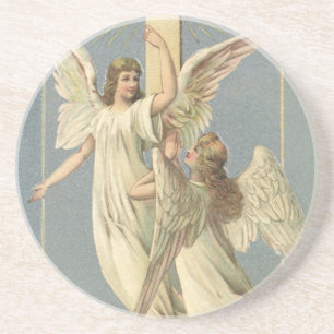 Viktorianische Engel mit einem Kreuz, Vintage Oste Untersetzer