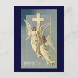 Viktorianische Engel mit Kreuz, Vintag Ostern Feiertagspostkarte