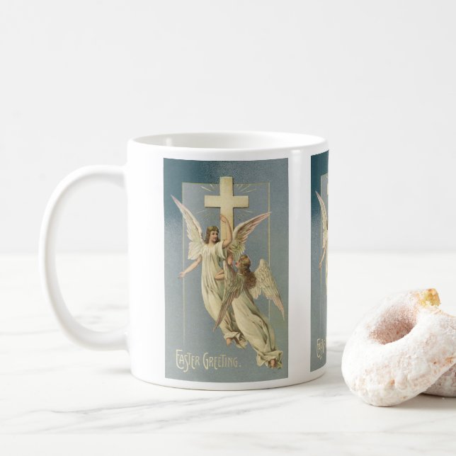 Viktorianische Engel mit Kreuz, Vintag Ostern Kaffeetasse (Mit Donut)