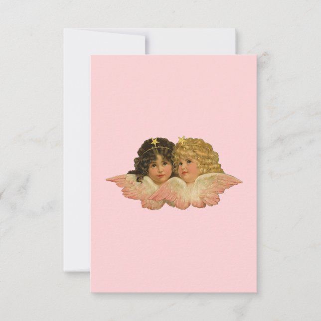 Viktorianische Engel Rosa Dankeskarte (Vorderseite)