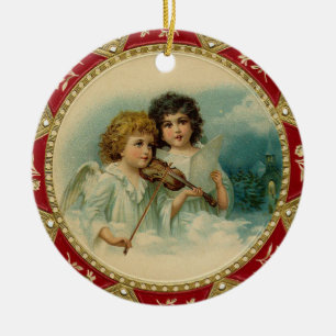 Viktorianische Engels-Weihnachtsverzierung Keramik Ornament