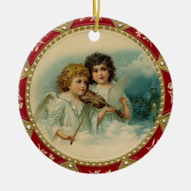 Viktorianische Engels-Weihnachtsverzierung Keramik Ornament (Vorne)
