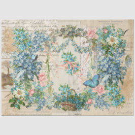 Viktorianische Ephemerials Vergessen-Me-Not Collag Seidenpapier