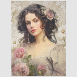 Viktorianische Era Lady & Vintage White Grunge Flo Seidenpapier