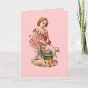 VIKTORIANISCHE ERA NOTECARDS - KLEINES MÄDCHEN UND KARTE