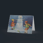 Viktorianische Era Snowman and Children Christmas  Feiertagskarte<br><div class="desc">Hier ist ein lustiges Viktorianisches Kunstbild von zwei Kindern mit dem Schneemann, den sie gerade gemacht haben. Die Insider-Nachricht ist einfach an Ihre Bedürfnisse angepasst oder personalisiert. Feiern Sie Weihnachten auf die alte Art und Weise mit Vintager Kunst! Für hunderte von Vintagen und zeitgenössischen Weihnachtsbildern auf einer Vielzahl von Produkten,...</div>