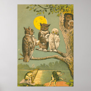 Viktorianische Eule-Hochzeit Poster