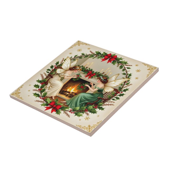 Viktorianische Feen Weihnachtsgeist Fliese (Seite)