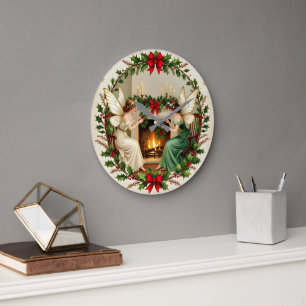 Viktorianische Feen Weihnachtsgeist Große Wanduhr