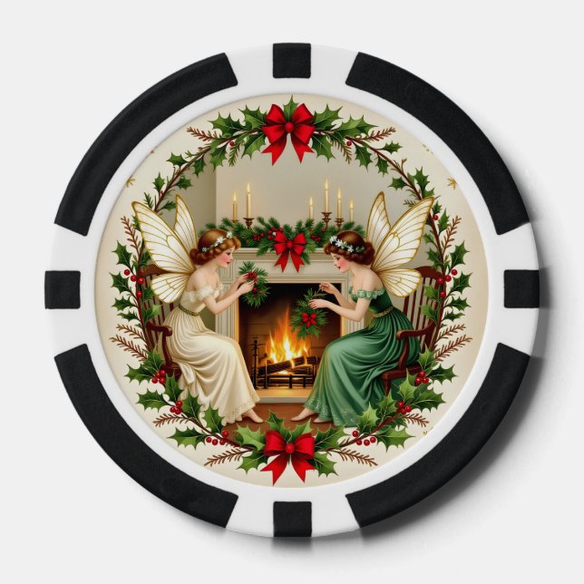 Viktorianische Feen Weihnachtsgeist Pokerchips (Vorderseite)