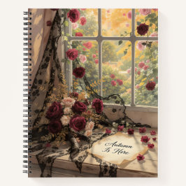 Viktorianische Fensterfront Vorhang Rose Art Notizbuch