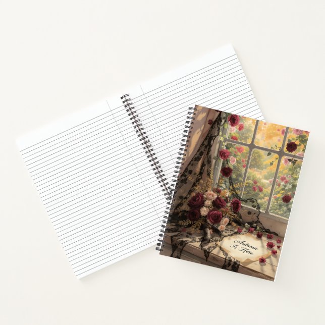 Viktorianische Fensterfront Vorhang Rose Art Notizbuch (Innenseite)