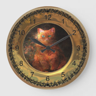 Viktorianische Fetze Katze Große Wanduhr
